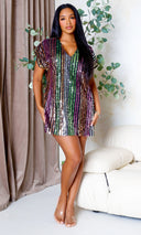 Sequins V Neck Oversized Dress - Black FINAL SALE - Cutely Covered