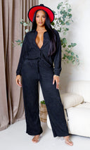 Kimberly |Button-Down Pants Set - Black FINAL SALE - Cutely Covered