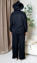 Kimberly |Button-Down Pants Set - Black FINAL SALE - Cutely Covered