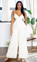 Adeline | Cut-Out Detail Jumpsuit - Cream FINAL SALE - Cutely Covered