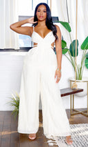 Adeline | Cut-Out Detail Jumpsuit - Cream FINAL SALE - Cutely Covered