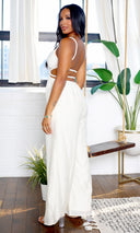 Adeline | Cut-Out Detail Jumpsuit - Cream FINAL SALE - Cutely Covered