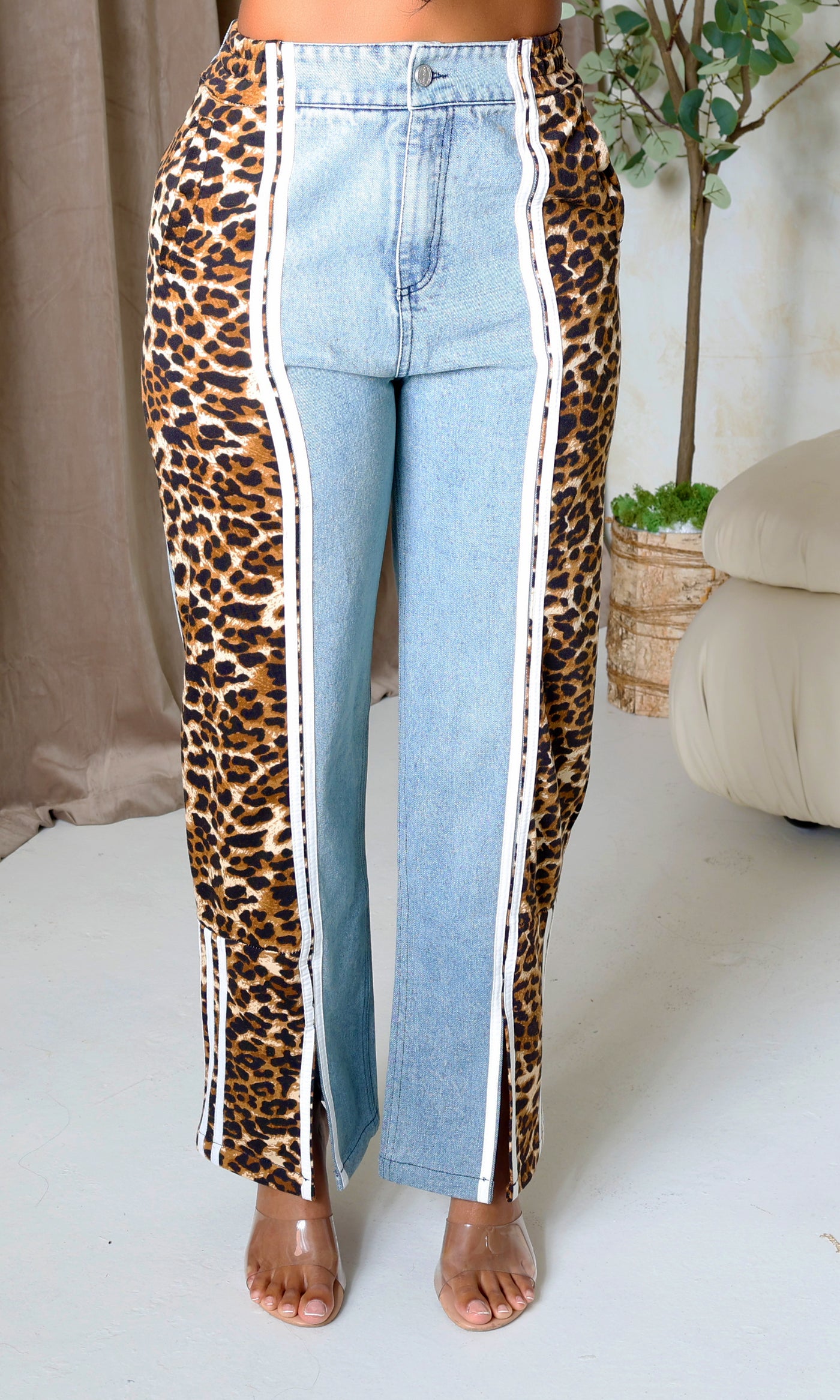 Aitana |  Denim Leopard Print  Pants Set