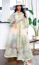 Emery | Floral Long Sleeve Belted Maxi Dress - Blush - Cutely Covered