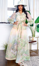 Emery | Floral Long Sleeve Belted Maxi Dress - Blush - Cutely Covered