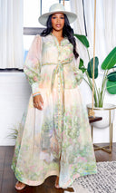 Emery | Floral Long Sleeve Belted Maxi Dress - Blush - Cutely Covered