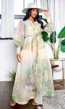 Emery | Floral Long Sleeve Belted Maxi Dress - Blush - Cutely Covered