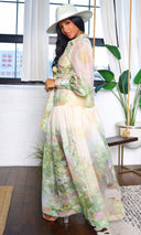 Emery | Floral Long Sleeve Belted Maxi Dress - Blush - Cutely Covered