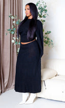 Nia | Boat Neck Sweater & Ribbed Knit Skirt Set - Black FINAL SALE - Cutely Covered