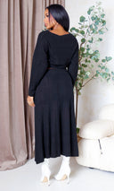 Nia | Boat Neck Sweater & Ribbed Knit Skirt Set - Black FINAL SALE - Cutely Covered