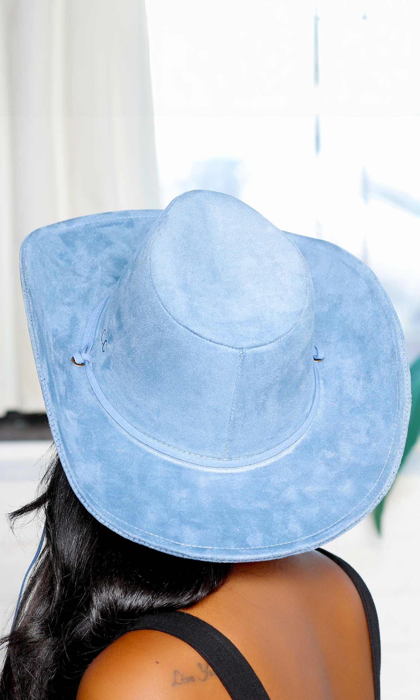 Alaia | Cowboy Hat Wide Brim with Belt  - Light Blue PREORDER Ships Early November