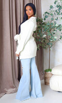 Aliyah | Pearl-Embellished Sweater Dress - Ivory - Cutely Covered