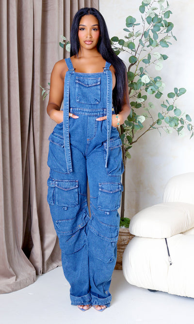 Gracie Cargo Jumpsuit  -Denim