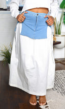 Adalynn | Brushed Denim Long Skirt - Cutely Covered