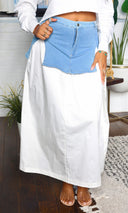 Adalynn | Brushed Denim Long Skirt - Cutely Covered