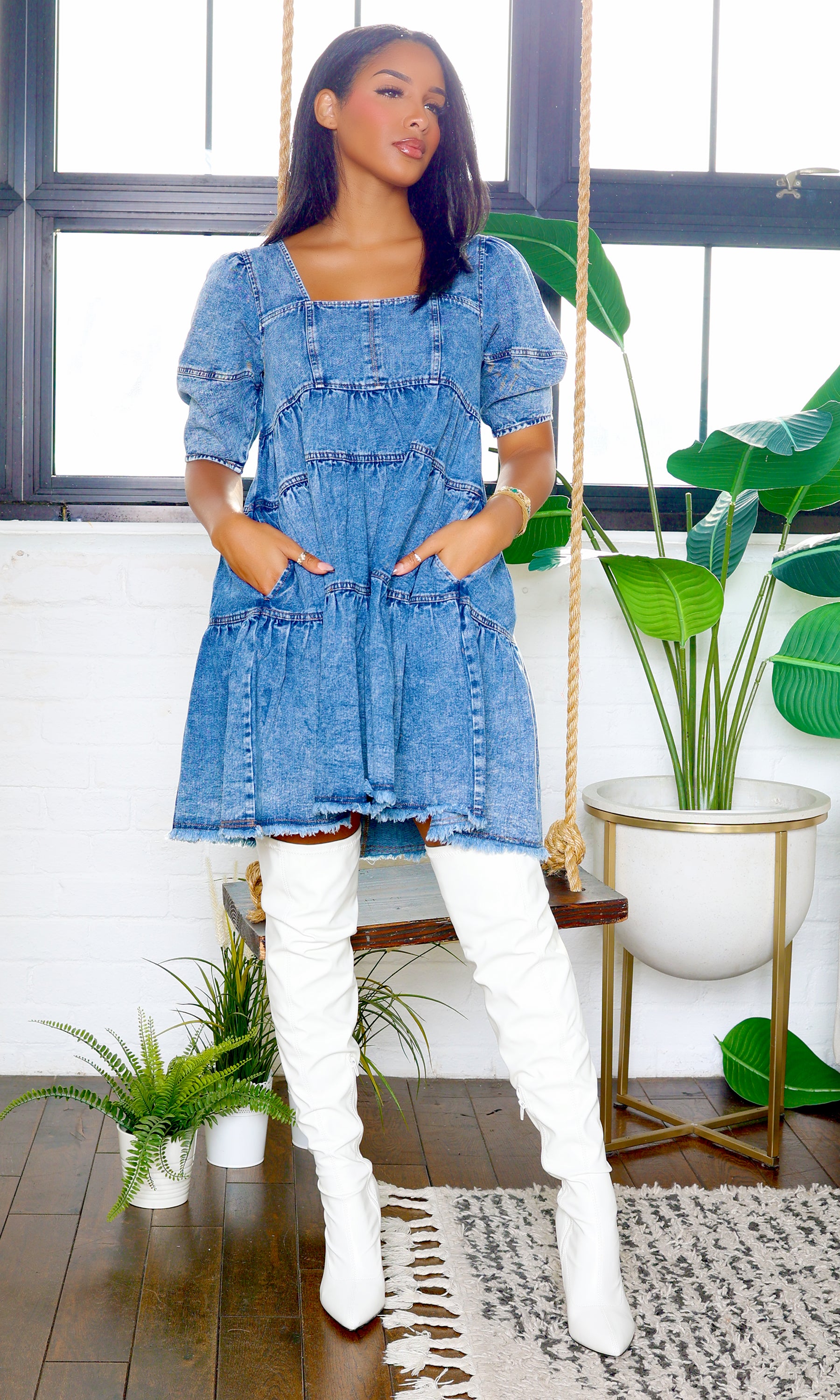 superdown denim dress Superdown Natalia Maxi Dress