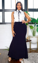 Jordyn Sequin Open Back Maxi Dress - Cream/Black FINAL SALE - Cutely Covered