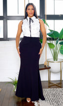 Jordyn Sequin Open Back Maxi Dress - Cream/Black FINAL SALE - Cutely Covered