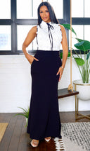 Jordyn Sequin Open Back Maxi Dress - Cream/Black FINAL SALE - Cutely Covered