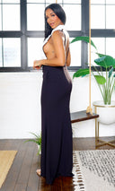 Jordyn Sequin Open Back Maxi Dress - Cream/Black FINAL SALE - Cutely Covered