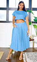 Paula | Perfect Crop Top and Midi Skirt Set - Denim FINAL SALE - Cutely Covered