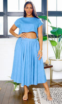 Paula | Perfect Crop Top and Midi Skirt Set - Denim FINAL SALE - Cutely Covered