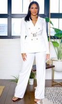 Zephanie | V-Cut Collared Blazer-Trousers Set FINAL SALE - Cutely Covered