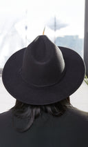 Still Trending Black w/ White Bottom | Wide Brim Panama Felt Fedora Hat with Band Unisex for Women Men - Cutely Covered