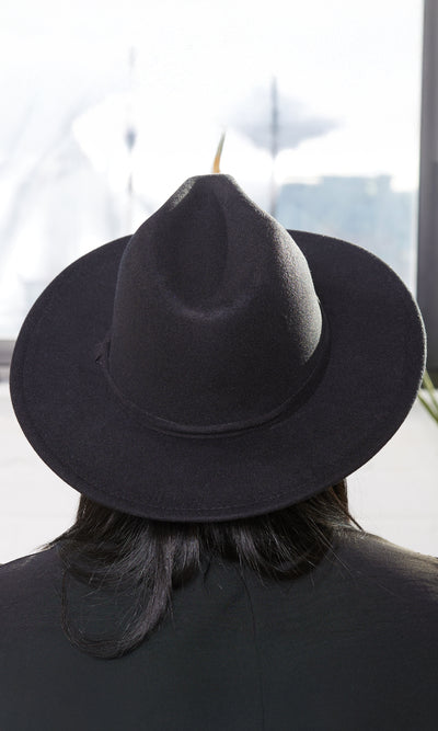 Still Trending Black w/ White Bottom | PREORDER Ships Early April Wide Brim Panama Felt Fedora Hat with Band Unisex for Women Men