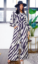 Ariela  Safari Shirt and Pant Set - Taupe Black - Cutely Covered