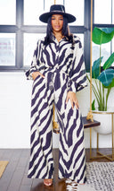 Ariela  Safari Shirt and Pant Set - Taupe Black - Cutely Covered