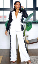 Elsie | White Black Lace Suit Set FINAL SALE - Cutely Covered