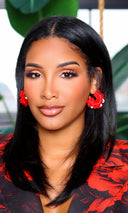 Sunkissed Sequin Creole Earrings - Red - Cutely Covered