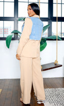 Denim Duo: The Urban Elegance Pants Set- Camel - Cutely Covered