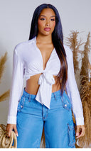 Pure Knot Bliss | Front Tie Crop Top - White - Cutely Covered