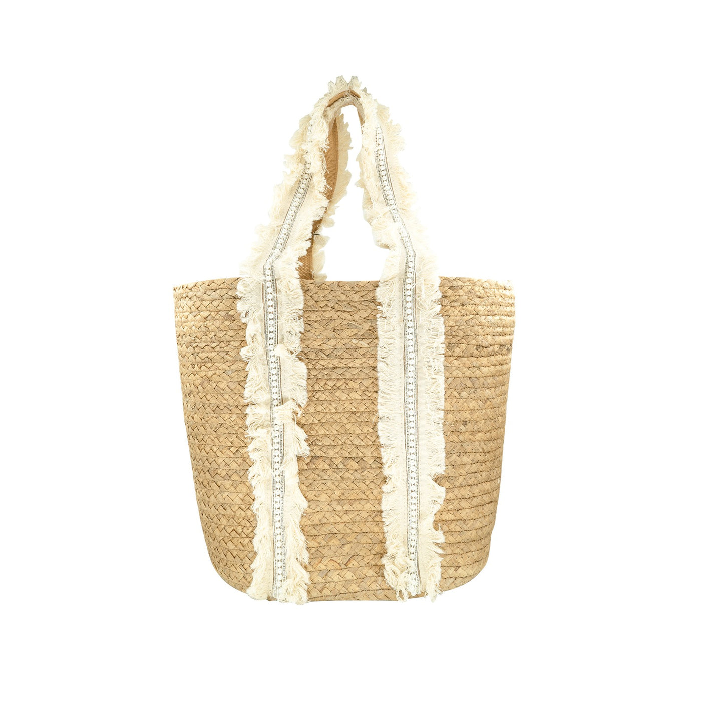 Straw Summer Tote Bag- Natural/White - Cutely Covered