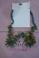 Handmade Tagua Nut & Glass Bead Necklace-Aqua - Cutely Covered