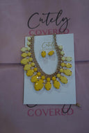 Yellow Collar Necklace & Earring Set - Cutely Covered