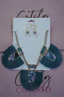 Tassel Necklace & Gold Stud Earring Set - Cutely Covered