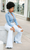 Classy & Sassy | Denim Studded Bodysuit FINAL SALE - Cutely Covered