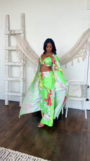 Claire | Stylish Floral Pants Set - Leaf Green