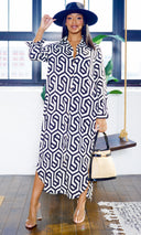 Geometric Pattern | of Button Down Maxi Dress