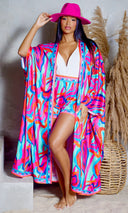 Capri | Kimono Pants Set - Fuchsia Print