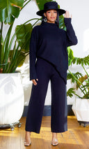 2Thique | Ribbed Mock Turtle Neck Set - Black