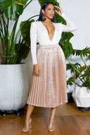 Oh So Pretty Perfect Pleated Skirt- Rose Gold