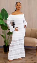 Opulessa Lace Off-Shoulder Dress - White