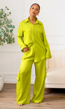 Viviana Cargo Pant Set in Vibrant Green