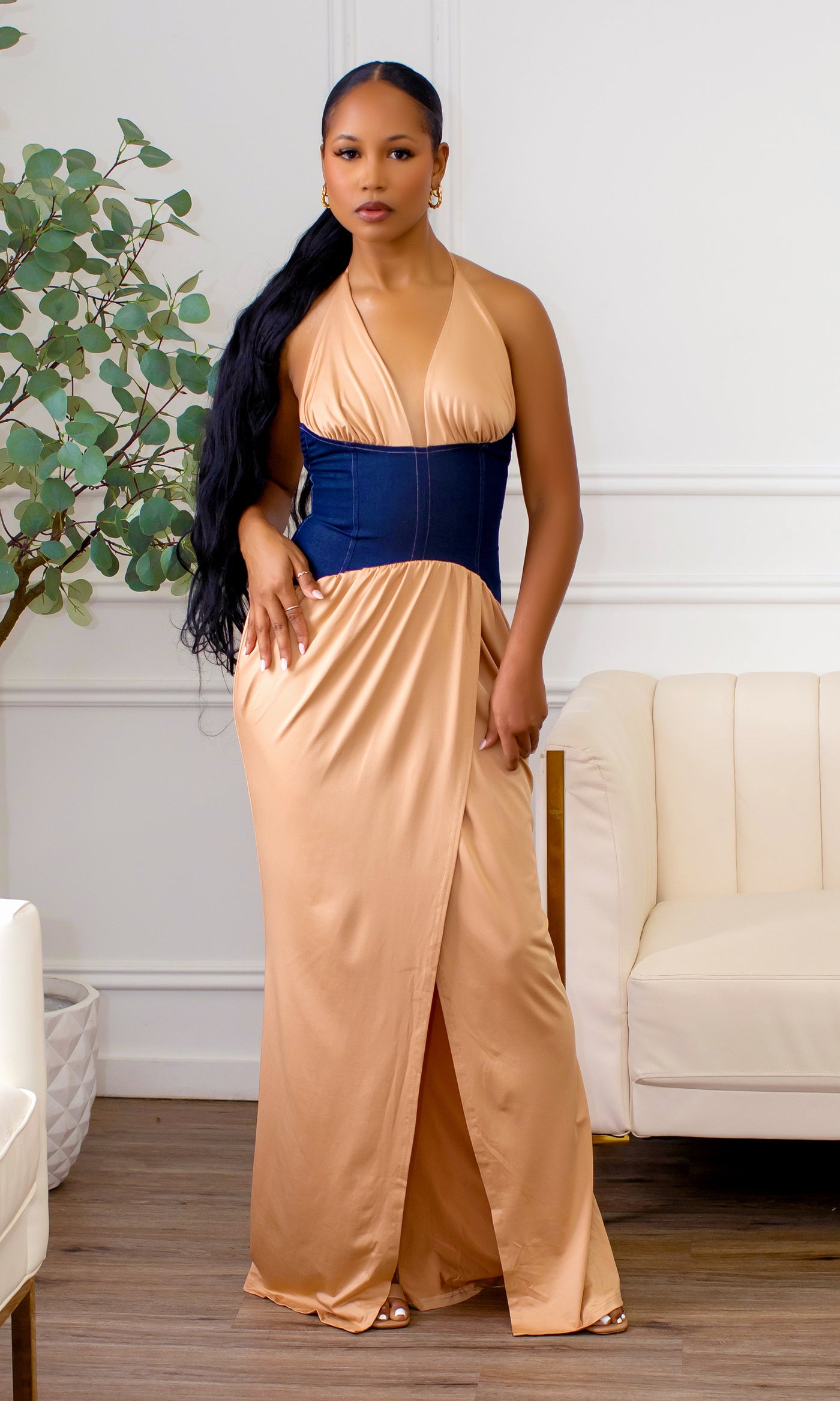 Jovée Satin Maxi Dress Preorder Ships End Sep