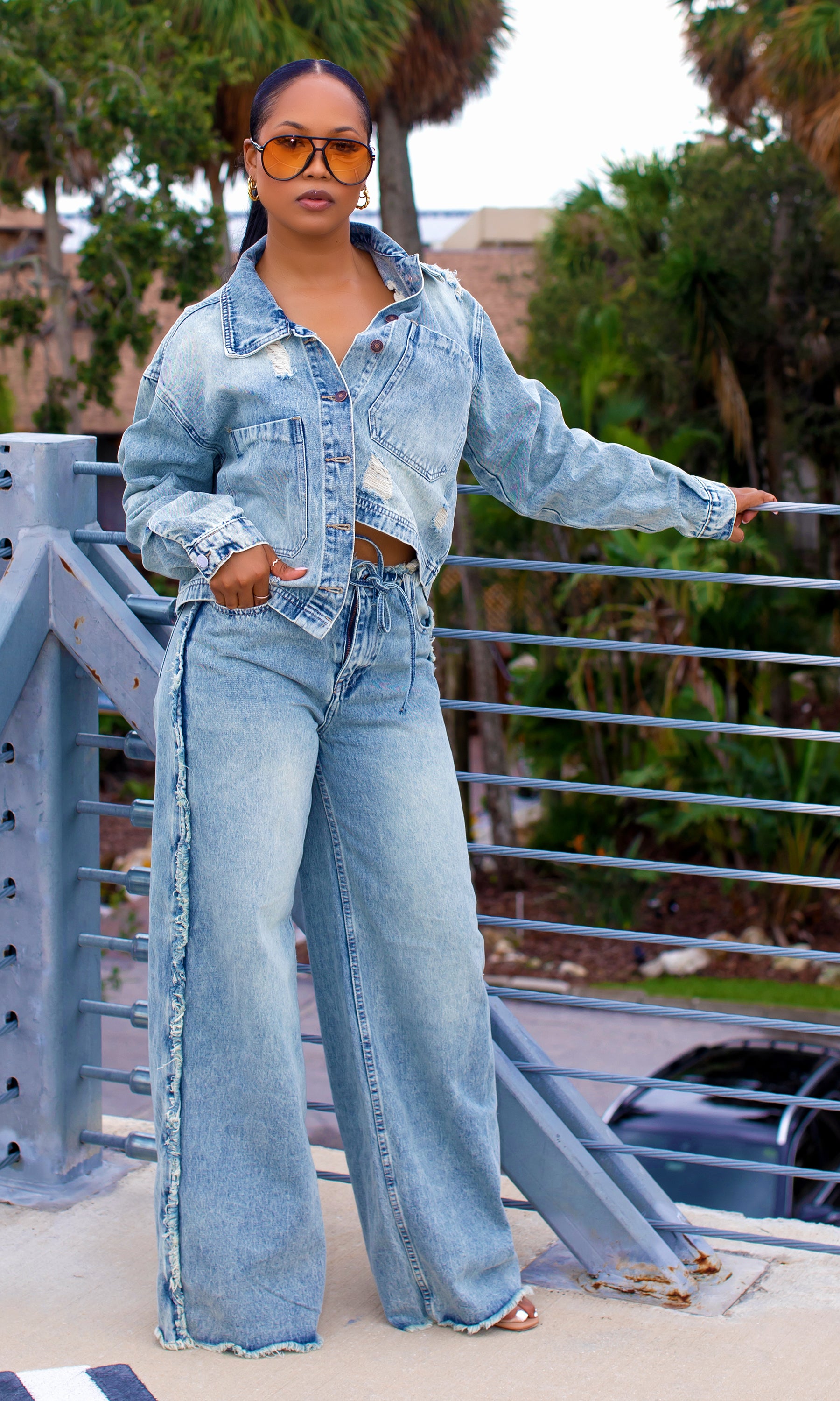 Raegan Denim Jacket Pants Set – Cutely Covered