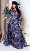 Alaina | Floral Chiffon Dream Skirt Set  - Black